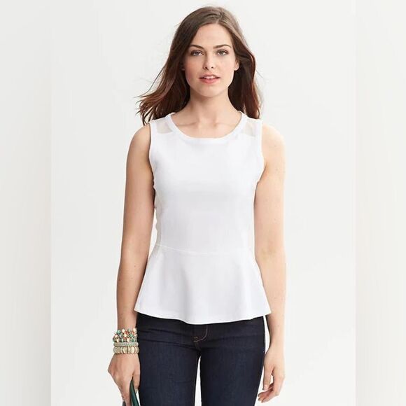 Banana Republic Sheer Panel Peplum Top - Picture 1 of 4